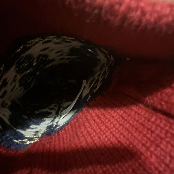 Vintage Knit Wool Stocking by Tungey Wood Wool Designs 17” Angles Red Blue Gold - Picture 5 of 7